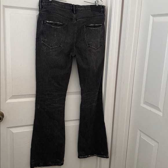 Men's Bootcut Distressed Jeans in Black - Picture 3 of 10